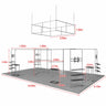 Kit de stand en îlot 9x6 m avec rayonnages hexagonaux de salon et 4 comptoirs