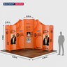 Mur de stand en tissu magnétique 5x5m avec panneaux incurvés et inclinés