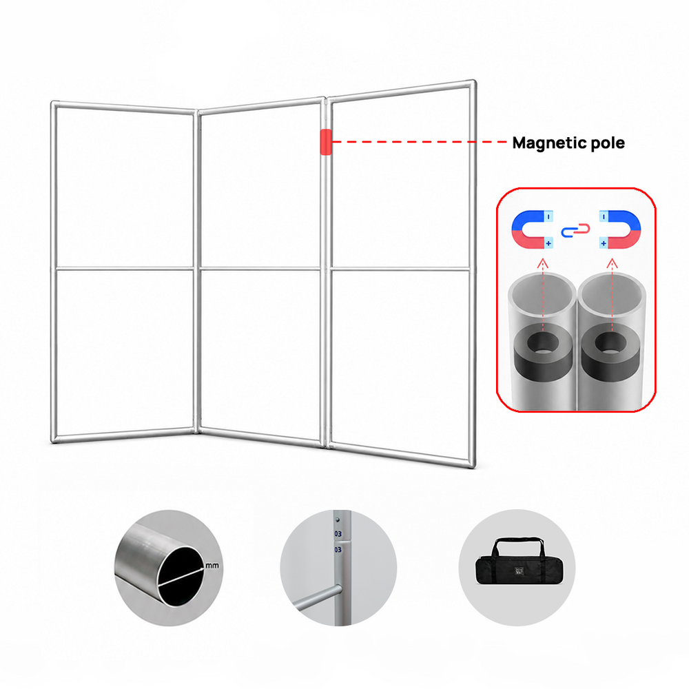 Cloison de séparation magnétique en tissu – 3 panneaux