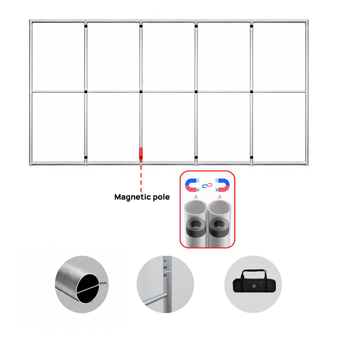 Paravent magnétique en tissu – 5 panneaux