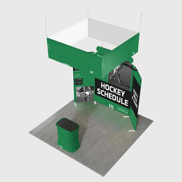 Kit de stand magnétique 3x3m avec bannière suspendue et comptoir