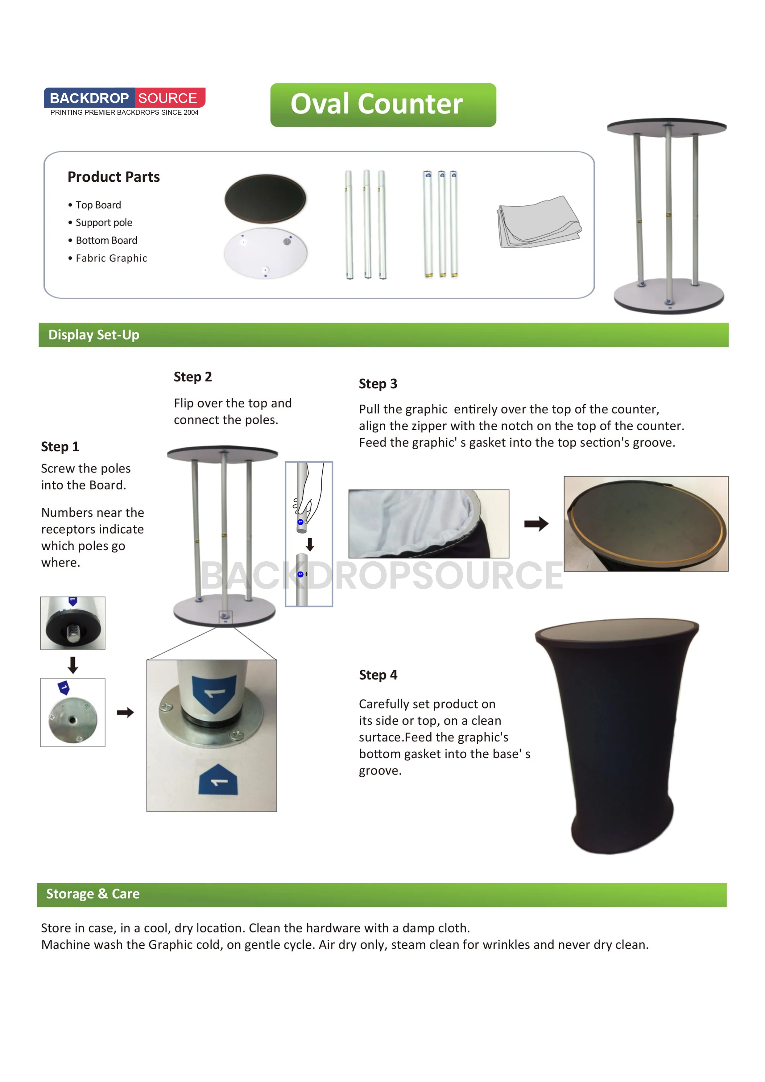 Comptoir d'exposition ovale en tissu (pour podiums et stands d'exposition)