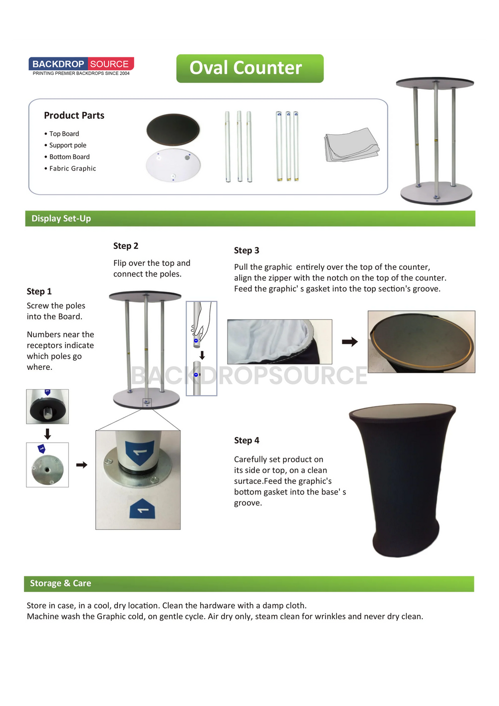Comptoir d'exposition ovale en tissu (pour podiums et stands d'exposition)