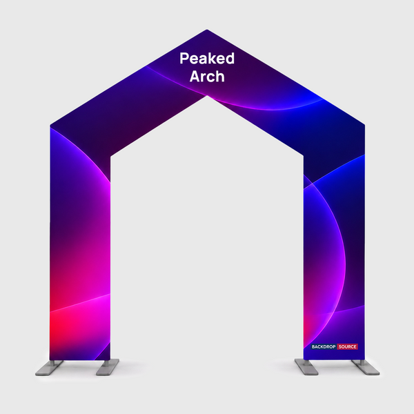 Présentoir en tissu à arche pointue pour événements