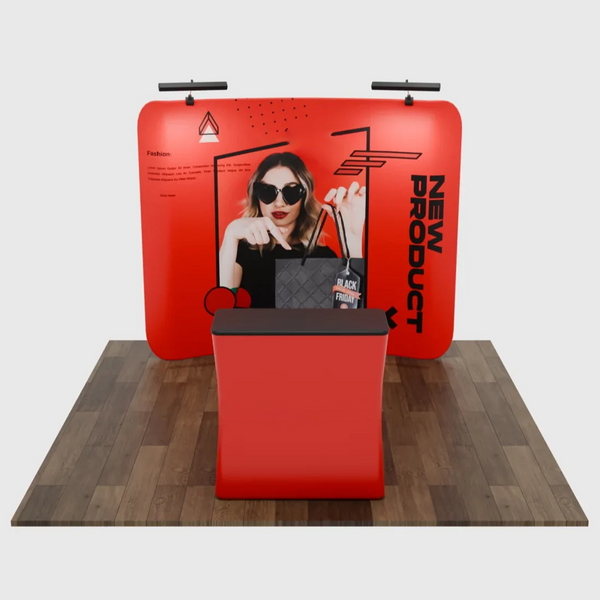 Kit d'exposition incurvé 3x3m Pro 3-en-1 avec éclairage Illume