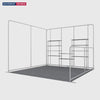 3x3m Corner Booth Kit with Back & Side Walls & 10 Shelves