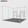 Kit de stand d'angle 3x3m avec murs de fond et latéraux & 10 étagères