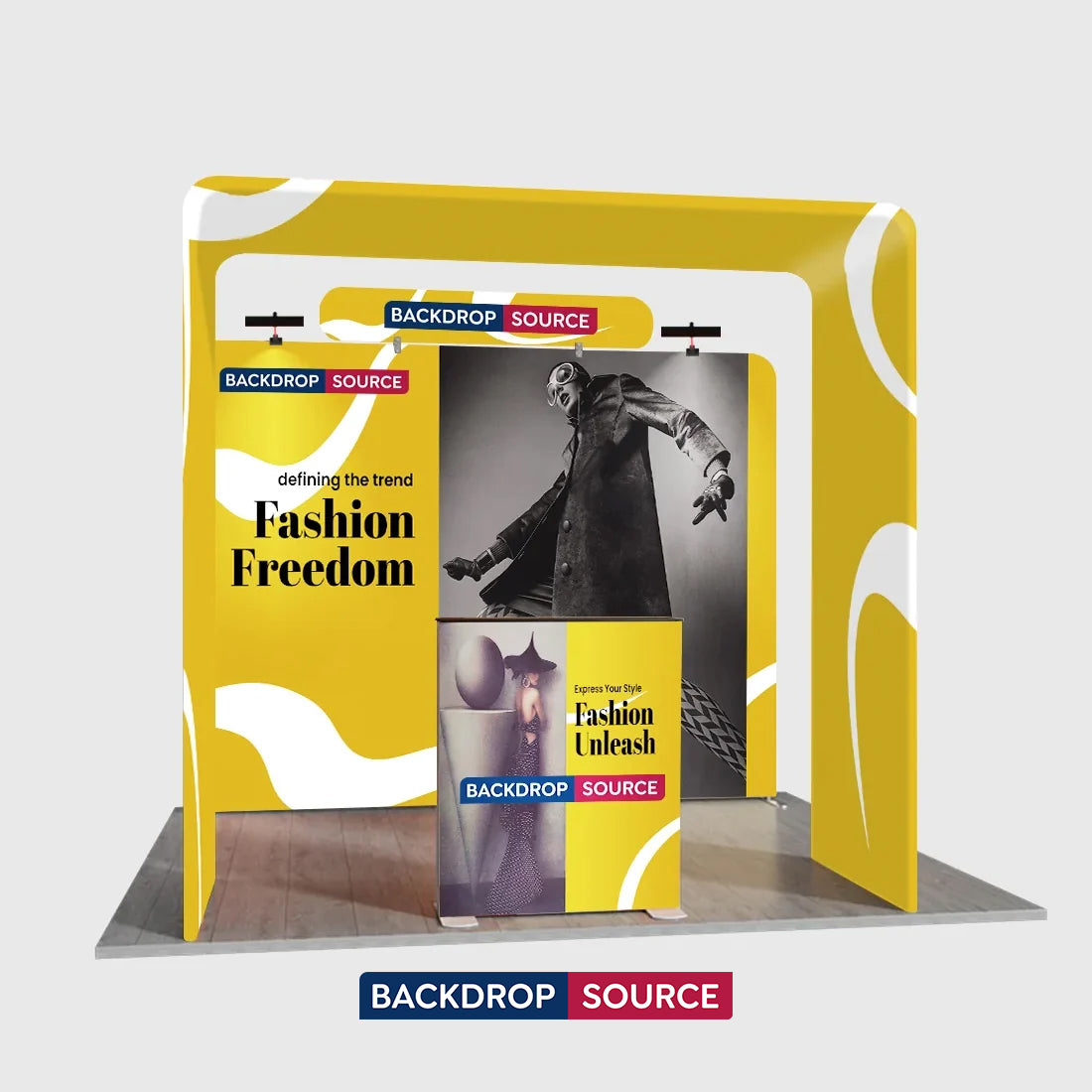 Kit de stand en arche carrée 3x3m avec comptoir rétroéclairé