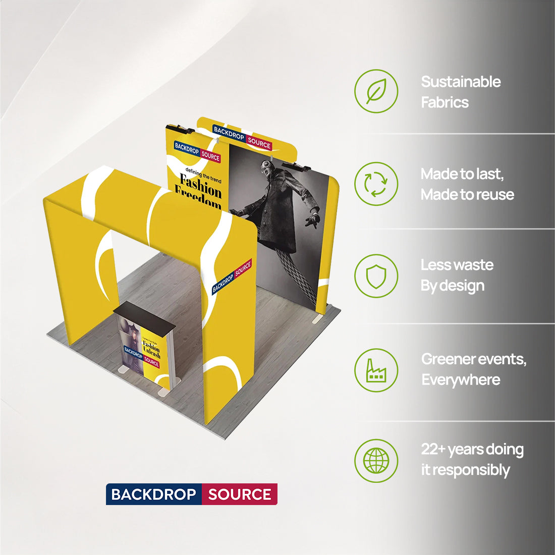 Kit de stand en arche carrée 3x3m avec comptoir rétroéclairé