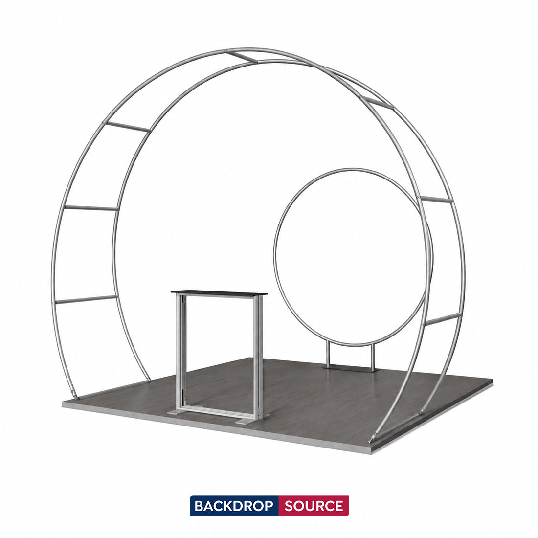 Kit de stand arche conique 3x3m avec fond circulaire et caisson lumineux