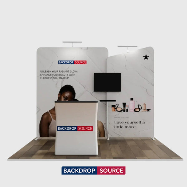 Kit de stand  3x3m avec grand mur droit et panneau latéral incliné