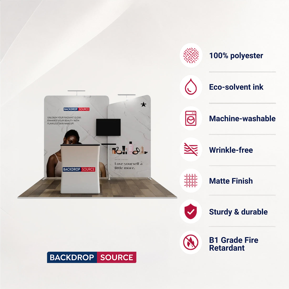 Kit de stand  3x3m avec grand mur droit et panneau latéral incliné