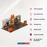 Kit de stand 6x3m avec grand mur d'angle, 2 comptoirs et support TV