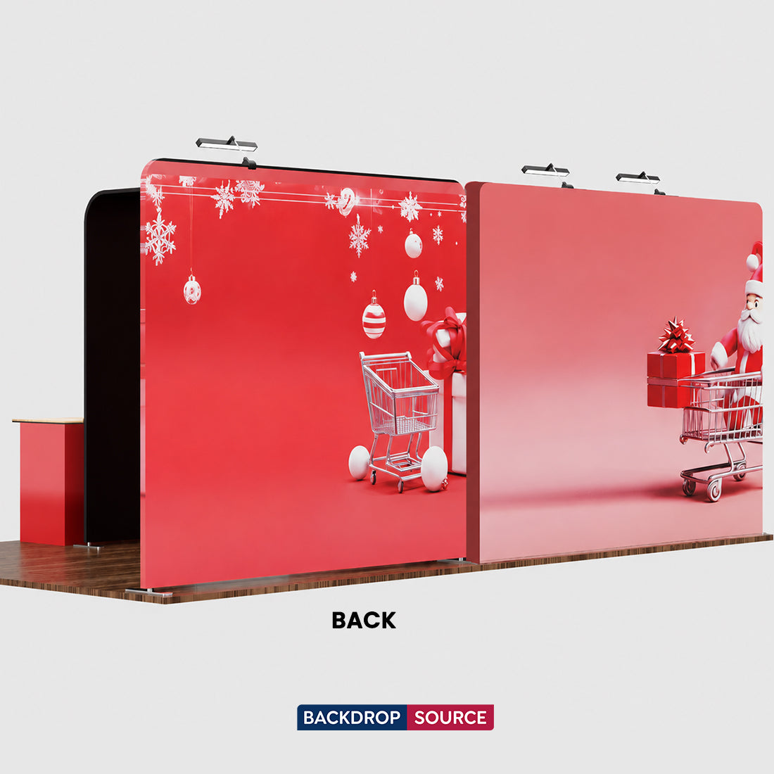 Kit de stand 6x3m avec structure murale 3D, arches en cascade & 2 comptoirs