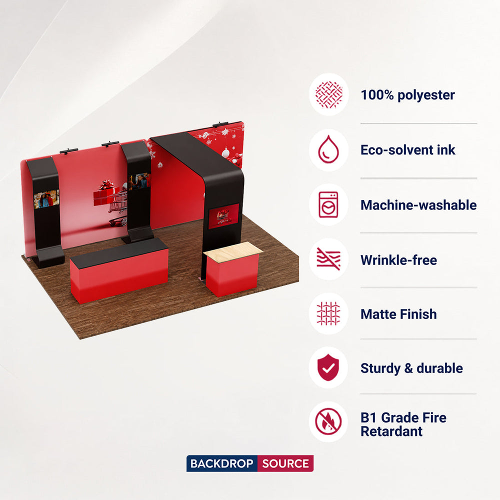 Kit de stand 6x3m avec structure murale 3D, arches en cascade & 2 comptoirs