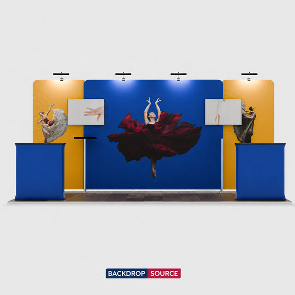 Kit de stand à paroi droite 6x3m avec 2 comptoirs & 2 supports TV