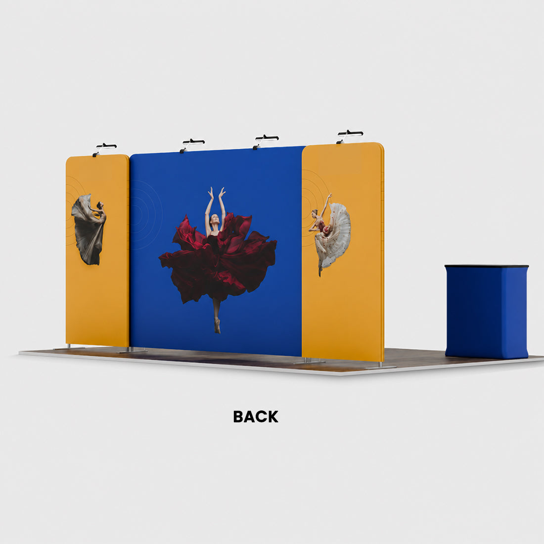 Kit de stand à paroi droite 6x3m avec 2 comptoirs & 2 supports TV