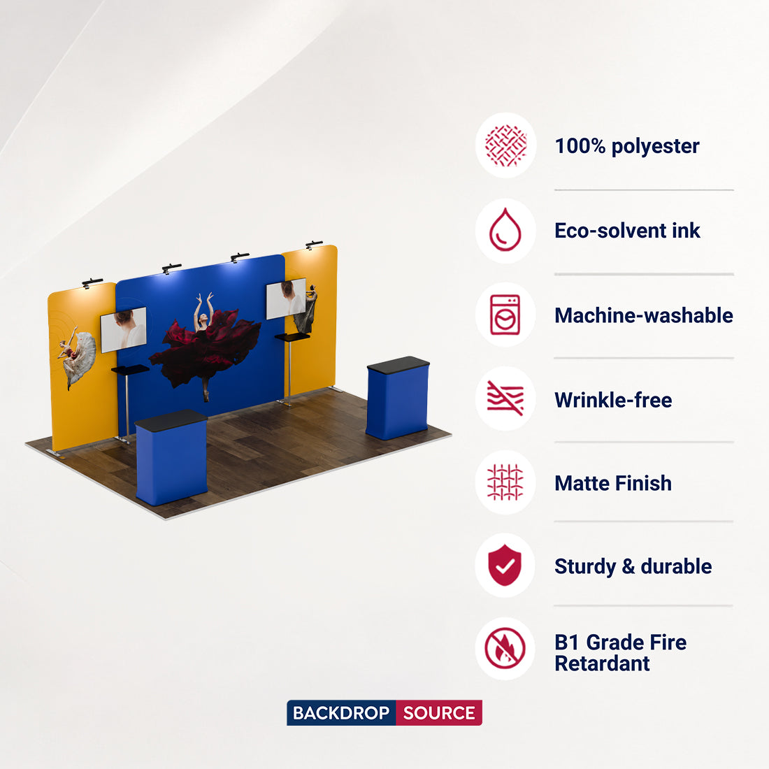 Kit de stand à paroi droite 6x3m avec 2 comptoirs & 2 supports TV