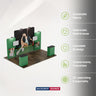 Kit de stand droit 6x3m avec mur central haut et 2 comptoirs