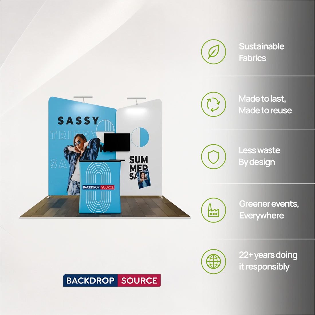 Kit de stand à deux parois inclinées 3x3 m