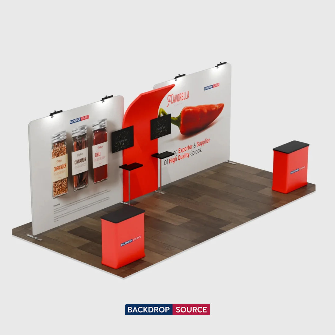 6x3m Straight Wall Booth Kit with 2 TV Mounts & Tables