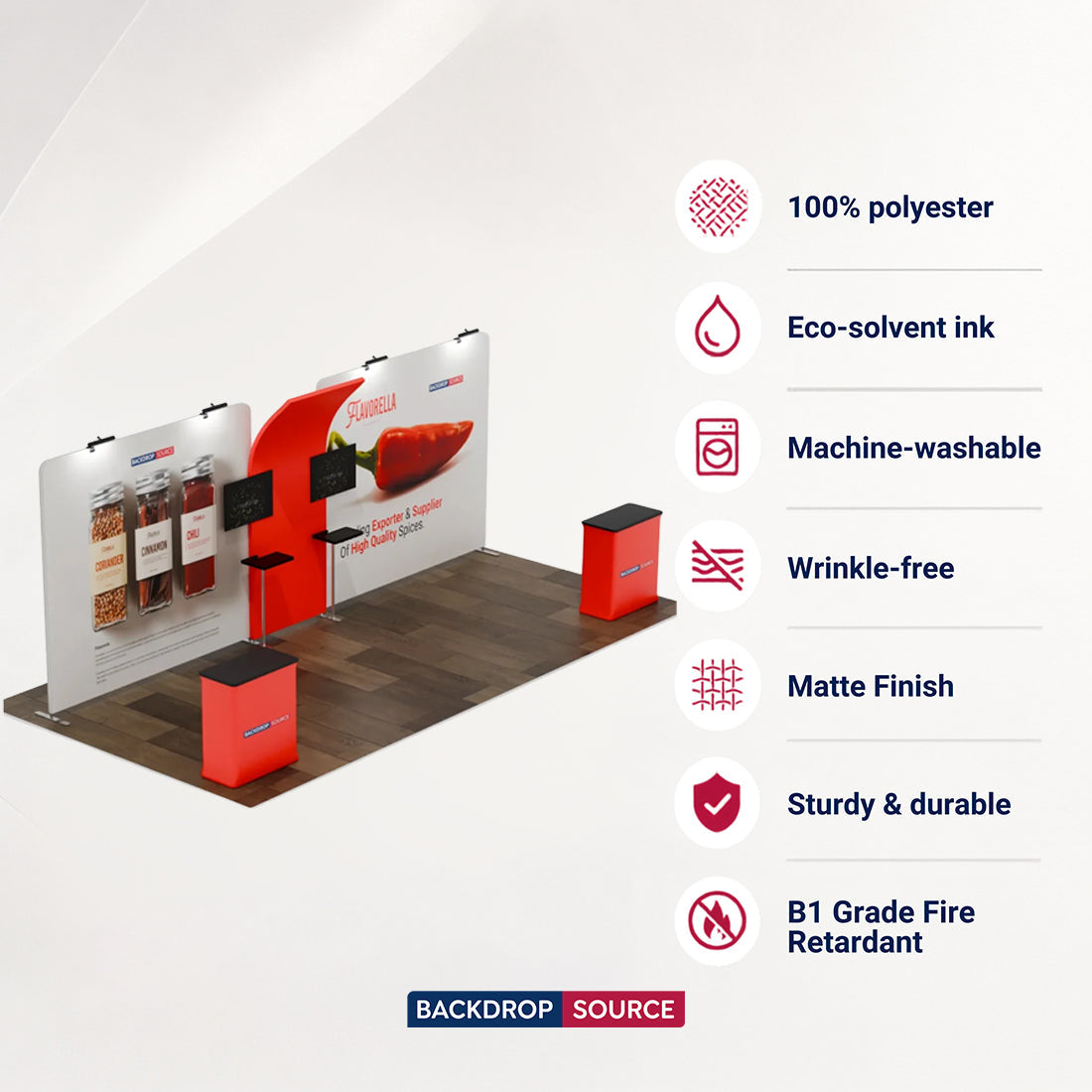 6x3m Straight Wall Booth Kit with 2 TV Mounts & Tables