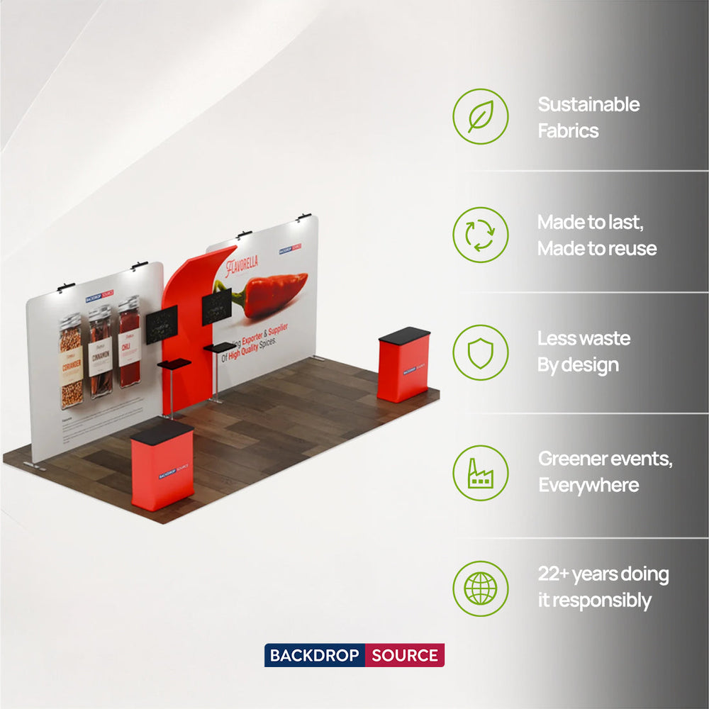 6x3m Straight Wall Booth Kit with 2 TV Mounts & Tables