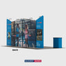 Kit de stand 6x3m avec quatre parois inclinées et 2 comptoirs