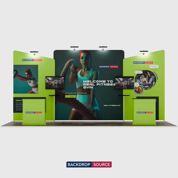 Kit de stand 6x3m avec mur central droit et parois latérales inclinées