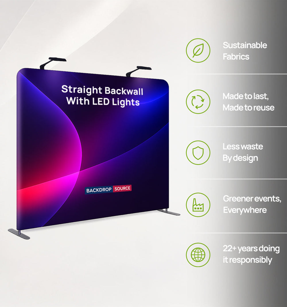 Mur d'images droit Premium en tissu avec spots LED
