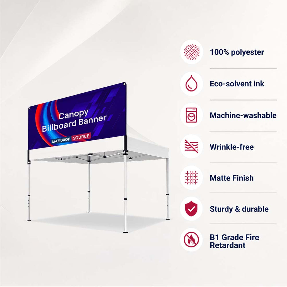 Banderole publicitaire pour auvent en tissu imprimé