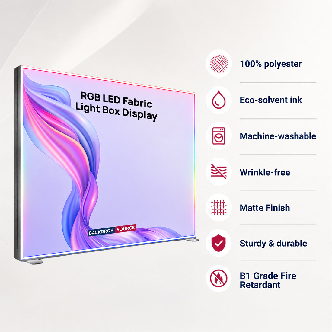 Caisson lumineux en tissu LED RVB