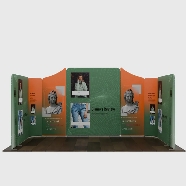 Mur de stand en tissu magnétique 5x3m avec 9 panneaux