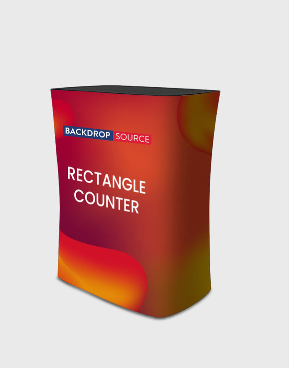 Rectangular fabric display counter (for podiums and exhibition stands)