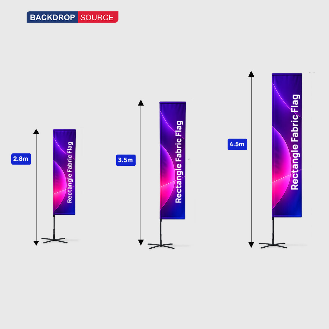 Drapeau publicitaire rectangulaire en tissu