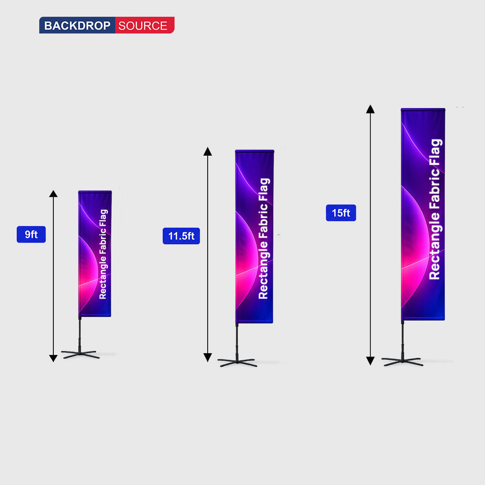 Drapeau rectangulaire en tissu grande longueur