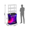 Comptoir d'exposition rectangulaire en tissu avec triple étagère en acrylique
