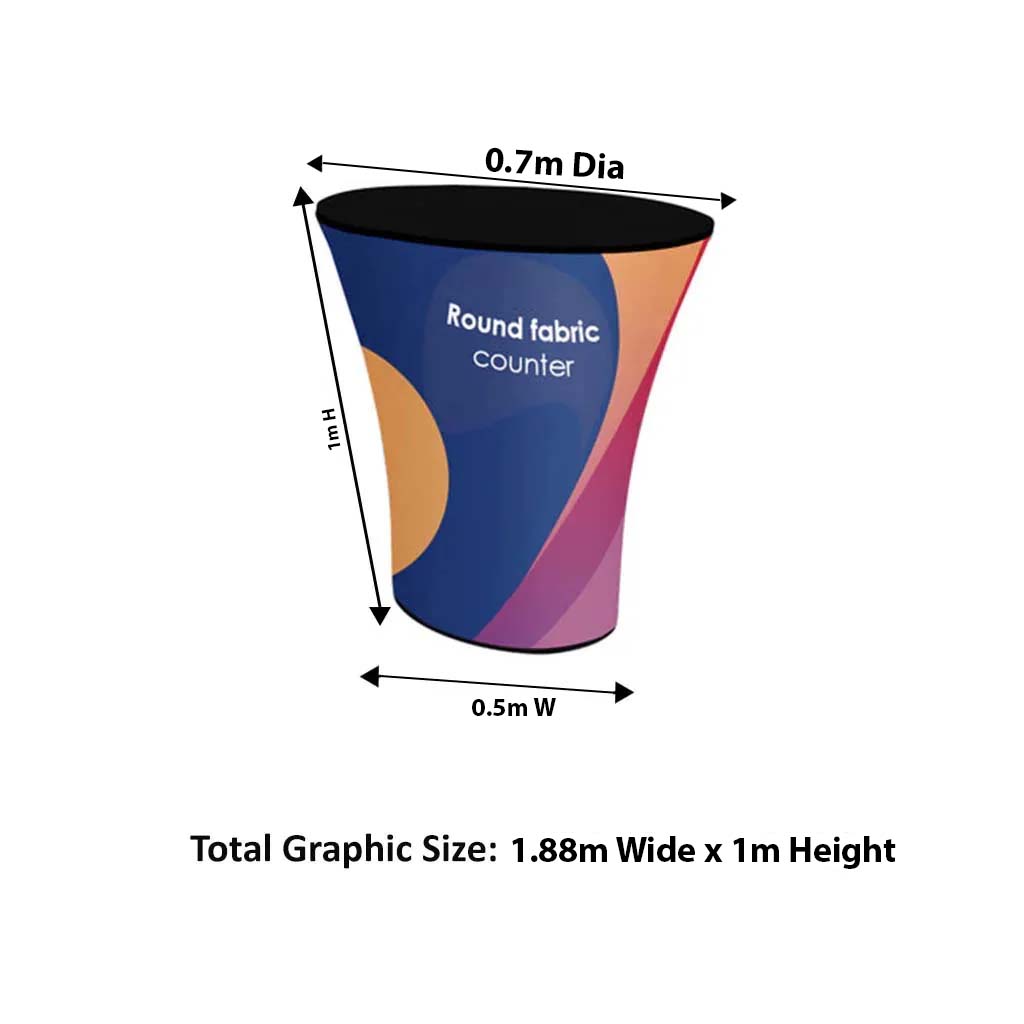 Round fabric exhibition counter (for podium and stand exhibitions)