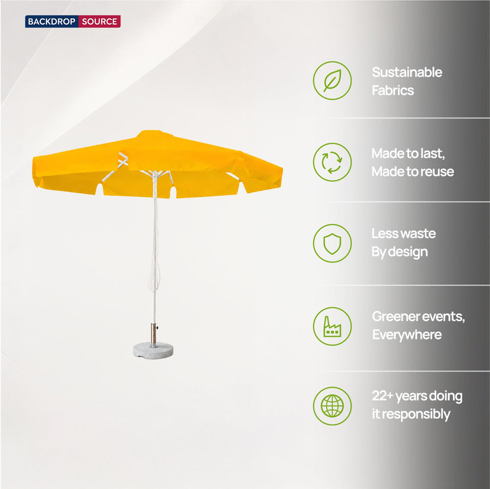 Parasols de marché ronds avec cantonnières – 3 m x 3 m