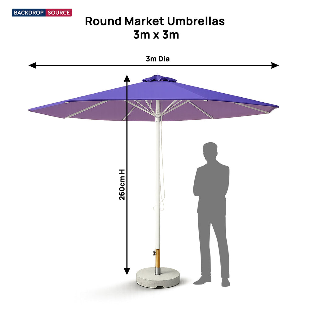 Parasols de marché ronds – 3 m x 3 m