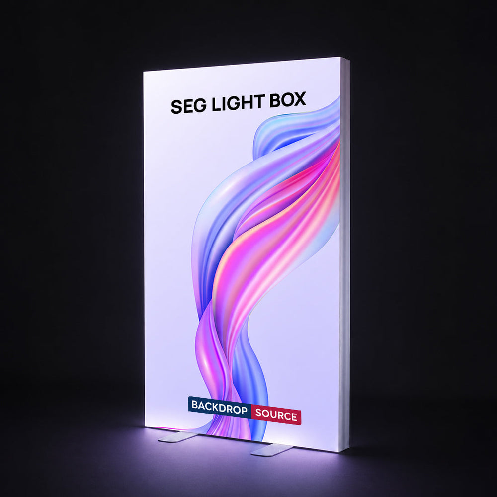 Caisson lumineux LED en tissu avec  cadre SEG - 1,2 m L x 2 m H