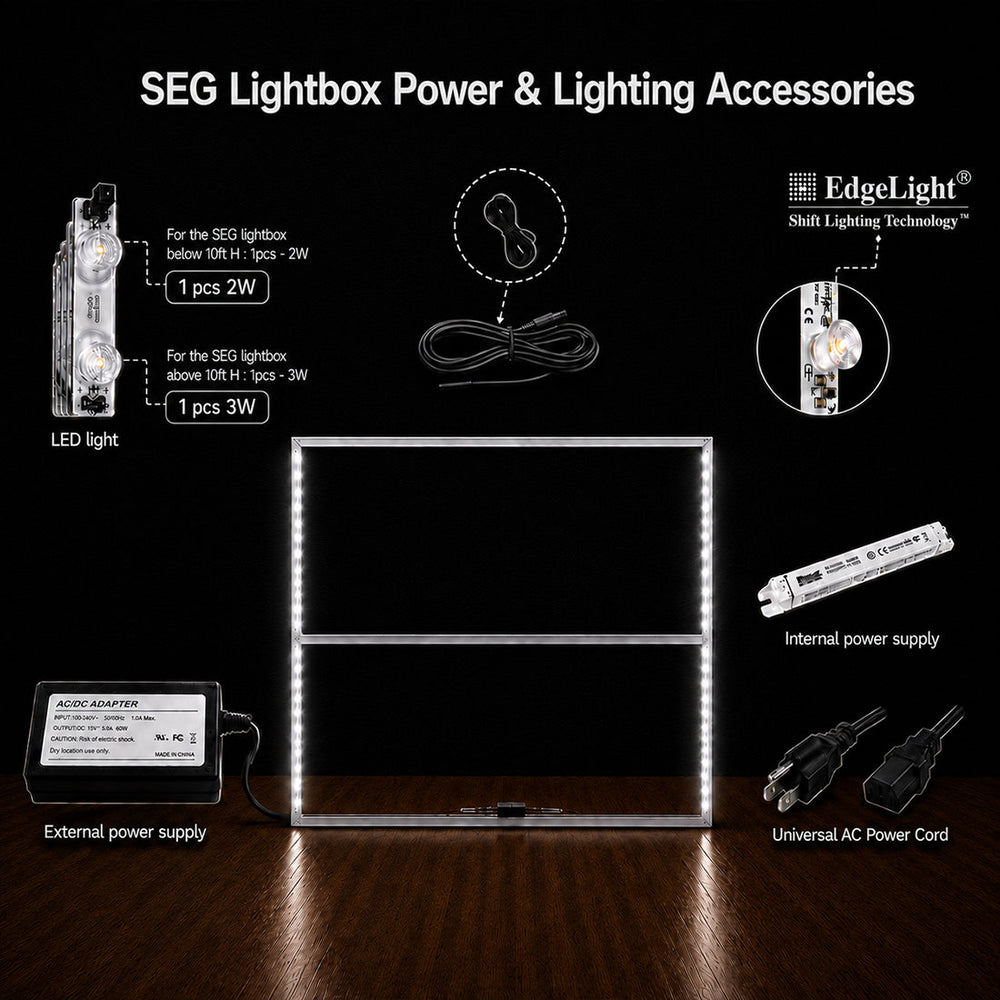 Caisson lumineux LED en tissu sans cadre SEG - 2,5 m L x 2,5 m H