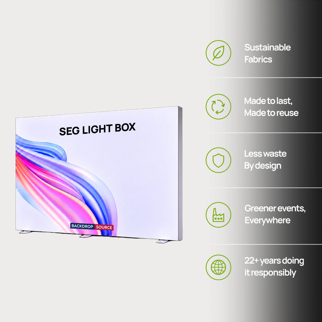 Caisson lumineux LED en tissu sans cadre SEG - Profilé en aluminium de 80 mm de profondeur