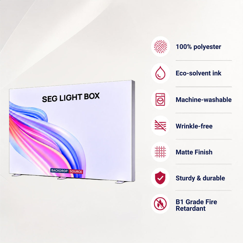Caisson lumineux LED en tissu sans cadre SEG - Profilé en aluminium de 80 mm de profondeur