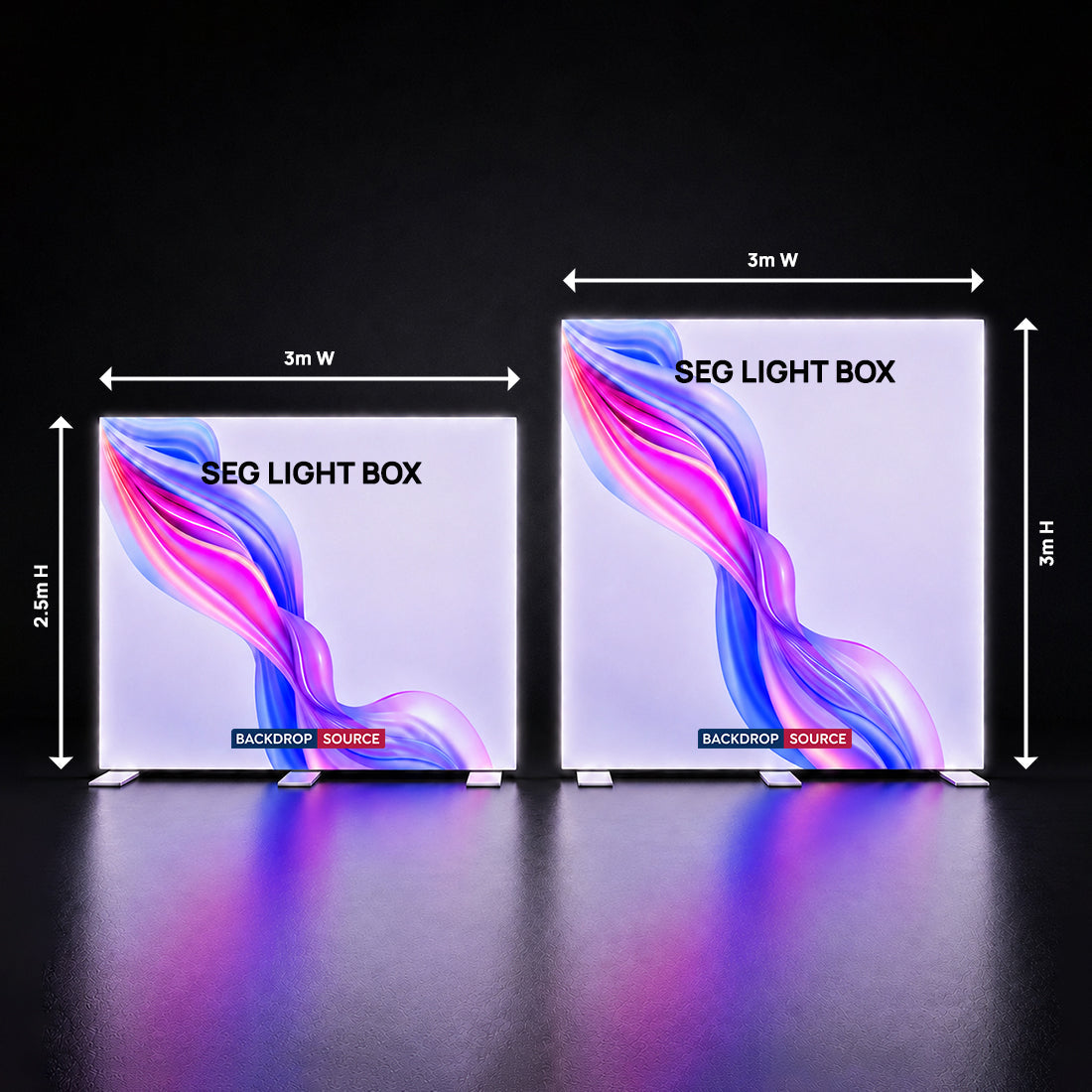 Caisson lumineux LED en tissu sans cadre SEG - Profilé en aluminium de 80 mm de profondeur