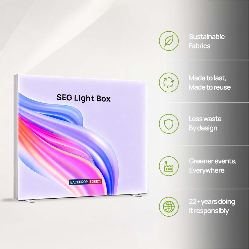 Caisson lumineux LED en tissu sans cadre SEG - 2,5 m L x 2,5 m H