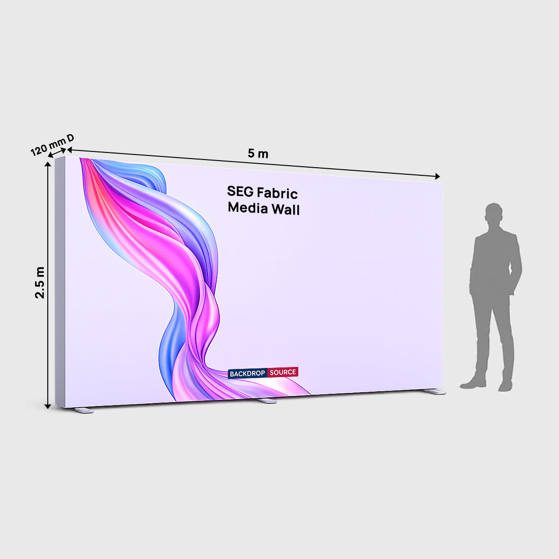 Mur d'images en tissu SEG non rétroéclairé - 5 m L x 2,5 m H