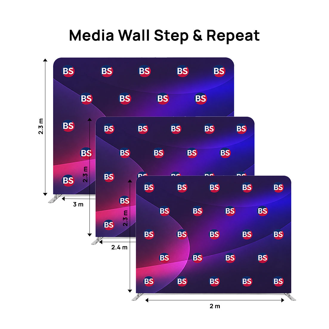 Mur d'exposition en tissu tendu « Step & Repeat »
