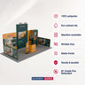 Kit de stand 6x3m avec murs tendus, étagères, comptoir et support pour iPad