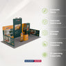 Kit de stand 6x3m avec murs tendus, étagères, comptoir et support pour iPad